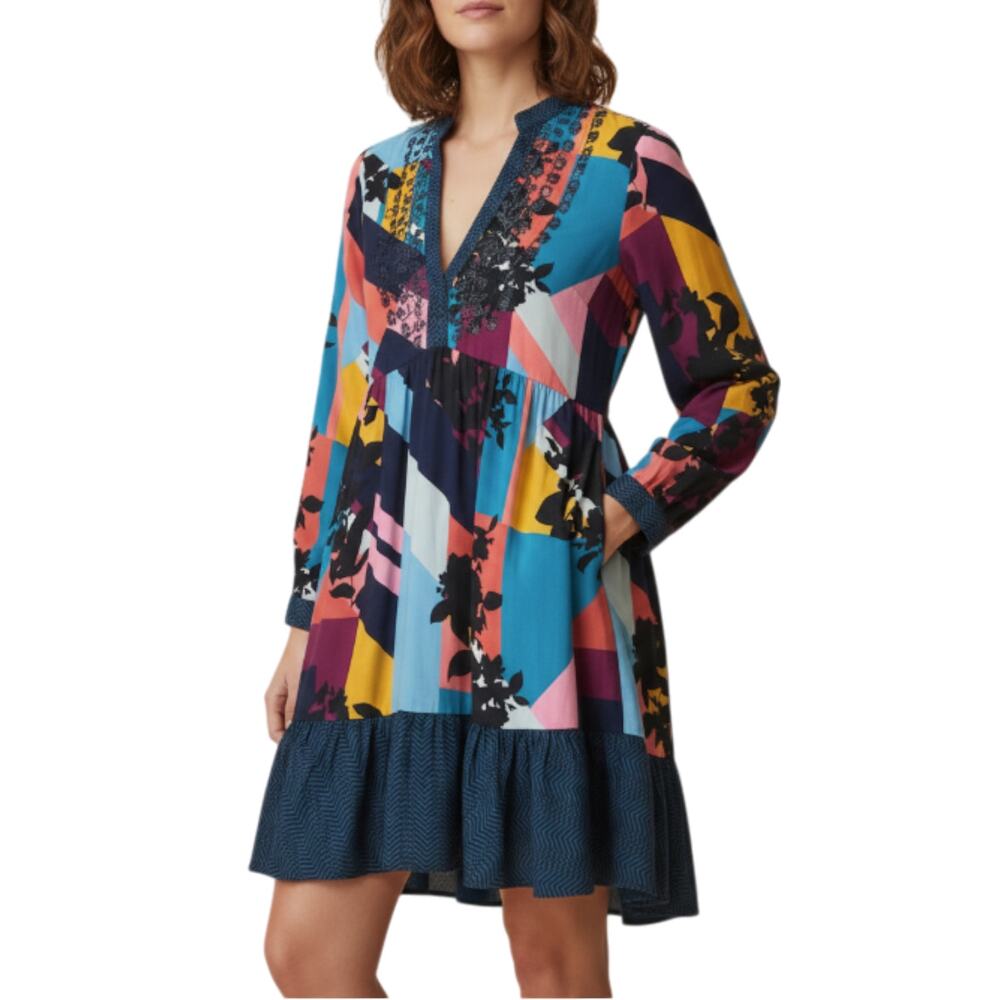 ANTHROPOLOGIE MAEVE Gillian Abstract Dress Sz M Versatile Boho Coastal Breezy